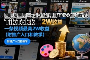 国际版醒图Hypic拉新项目TikTok推广教学，一条视频最高2W收益(附推广入口和教学)-精品虚拟资源库