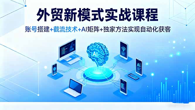 外贸新模式实战课程，账号搭建+截流技术+AI矩阵+独家方法实现自动化获客-精品虚拟资源库