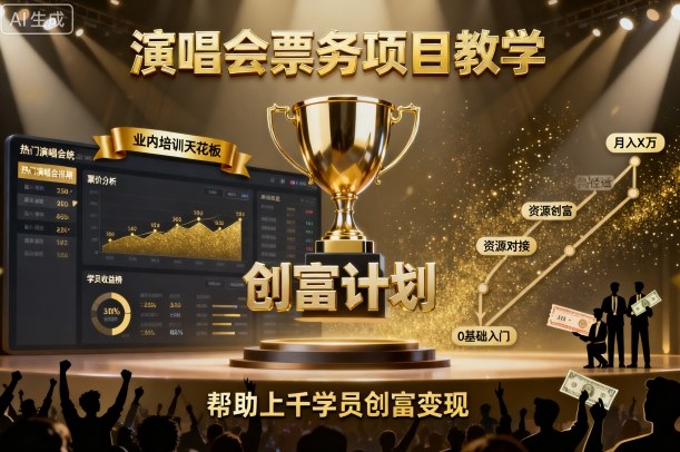 演唱会票务项目教学，业内培训天花板，帮助上千学员创富变现-精品虚拟资源库