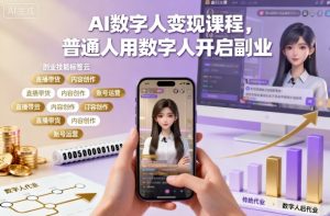 AI数字人变现课程，普通人用数字人开启副业-精品虚拟资源库