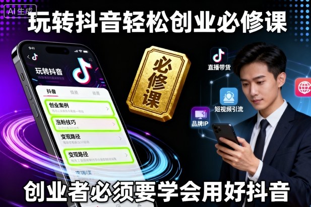 玩转抖音轻松创业必修课，创业者必须要学会用好抖音-精品虚拟资源库