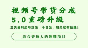 视频号带货分成5.0重磅升级,三天暴利起号玩法,今日发,明天就有钱赚...-精品虚拟资源库