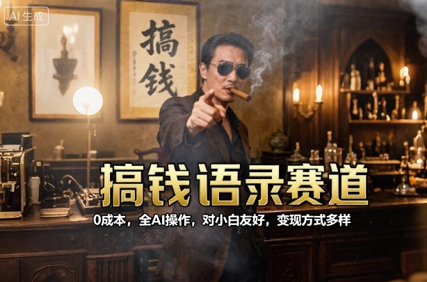 搞钱语录赛道，0成本，全AI操作，对小白友好，变现方式多样-精品虚拟资源库