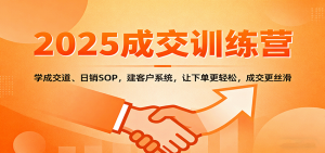 2025成交实战训练营：学成交道、日销SOP，建客户系统，让下单更轻松，成交更丝滑-精品虚拟资源库
