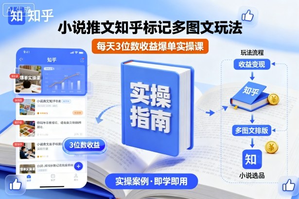 小说推文知乎标记多图文玩法，每天3位数收益爆单实操课-精品虚拟资源库