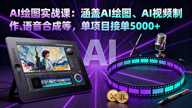 AI绘图实战课：涵盖AI绘图、AI视频制作、语音合成等，单项目接单5000+-精品虚拟资源库