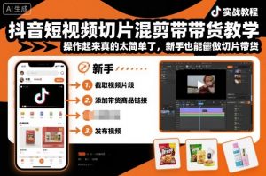 抖音短视频切片混剪带货教学，操作起来真的太简单了，新手也能做切片带货-精品虚拟资源库