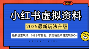 小红书虚拟资料项目：最新搜索流变现玩法，0成本简单可复制，一人多店打法，新手也可轻松日入5张+-精品虚拟资源库