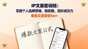IP文案密训班:掌握个人品牌思维、朋友圈、高价成交力,单条文案营收5w+-精品虚拟资源库