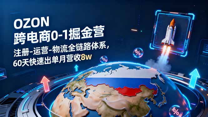 OZON跨境电商0-1掘金营：注册-运营-物流全链路体系，60天快速出单月营收8w-精品虚拟资源库