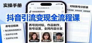 抖音引流变现全流程课：养号找对标，作品制作，账号设置，全网内容分发-精品虚拟资源库