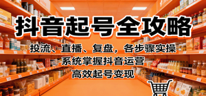 抖音起号全攻略，投流、直播、复盘，各步骤实操，系统掌握抖音运营，高效起号变现-精品虚拟资源库