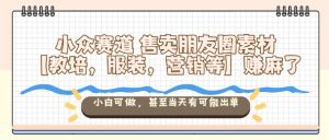 小众赛道售卖朋友圈素材【教培，服装，营销等】賺麻了，小白可做，甚至当天有可能出单-精品虚拟资源库