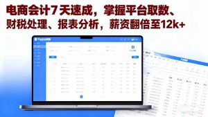 电商会计7天速成，掌握平台取数、财税处理、报表分析，薪资翻倍至12k+-精品虚拟资源库