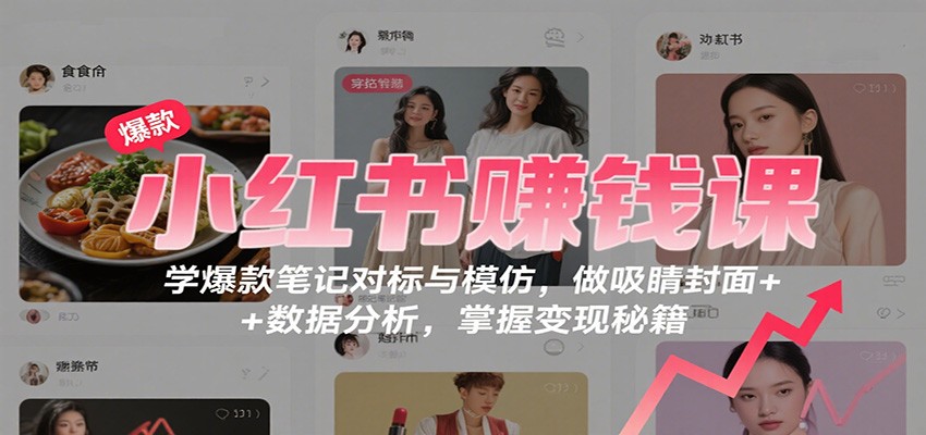 小红书赚钱课：学爆款笔记对标与模仿，做吸睛封面 + 数据分析，掌握变现秘籍-精品虚拟资源库