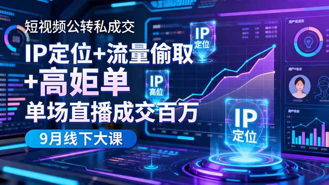 短视频公转私成交9月线下大课,IP定位+流量偷取+高客单,单场直播成交百万-精品虚拟资源库