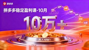 拼多多稳定盈利课-10月,强付费SOP+微付费高投产+活动矩阵,单店月入10万+-精品虚拟资源库