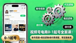 视频号电商0-1起号全案课：账号搭建+推流逻辑+微付费调整，等实操体系-精品虚拟资源库