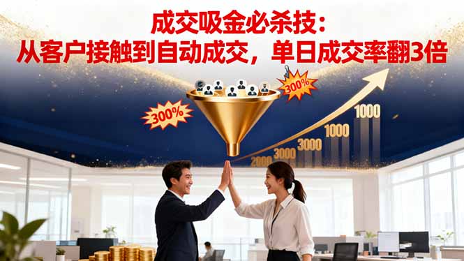 吸金成交营销必杀技:从客户接触到自动成交,单日成交率翻3倍-精品虚拟资源库