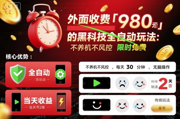 外面收费980的黑科技全自动玩法，不养机不风控，每天30分钟，无脑操作，当天收益2张【揭秘】-精品虚拟资源库