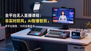全平台无人直播课程：非实时防风＋AI智播智剪＋多平台矩阵，10月全套技术-精品虚拟资源库