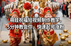 萌娃祝福短视频制作教学，5分钟教会你，快速起号涨粉-精品虚拟资源库