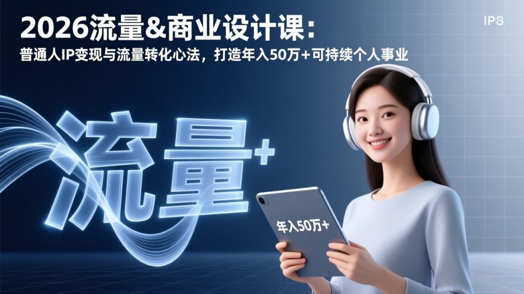 2026流量&商业设计课：普通人IP变现与流量转化心法，打造年入50万+可持续个人事业-精品虚拟资源库