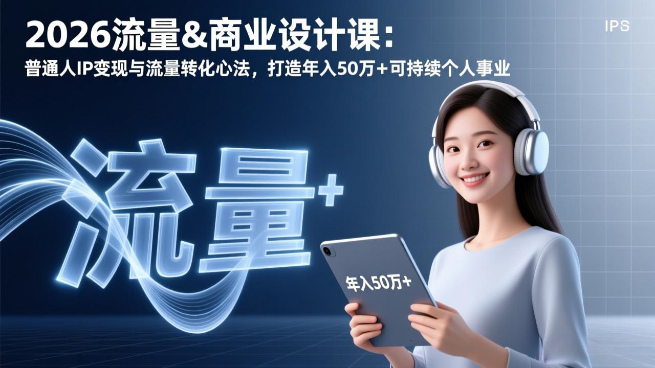 2026流量&商业设计课:普通人IP变现与流量转化心法,打造年入50万+可持续个人事业-精品虚拟资源库