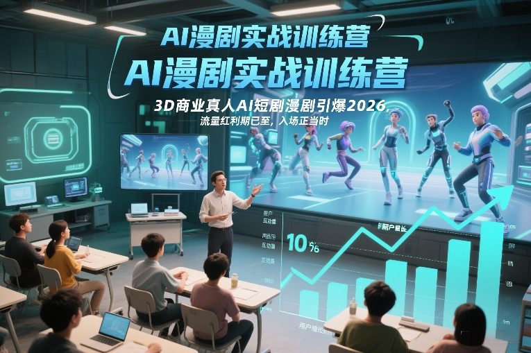 AI漫剧实战训练营，3D商业真人AI短剧漫剧引爆2026，流量红利期已至，入场正当时-精品虚拟资源库