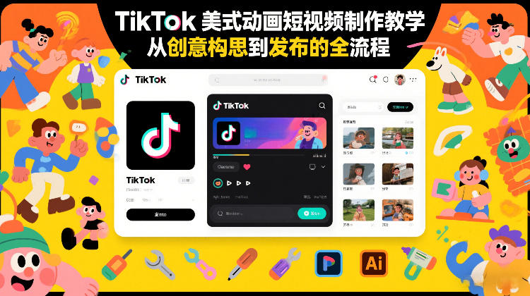 TikTok美式动画短视频制作教学，从创意构思到发布的全流程-精品虚拟资源库
