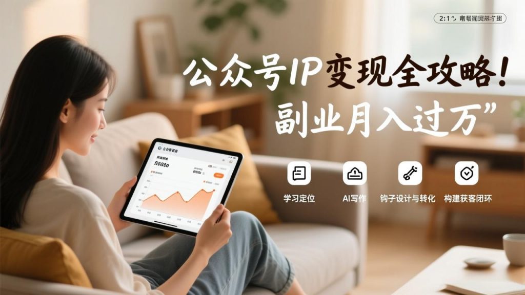 公众号IP变现全攻略，学习定位、AI写作、钩子设计与转化，构建获客闭环，副业月入过万-精品虚拟资源库