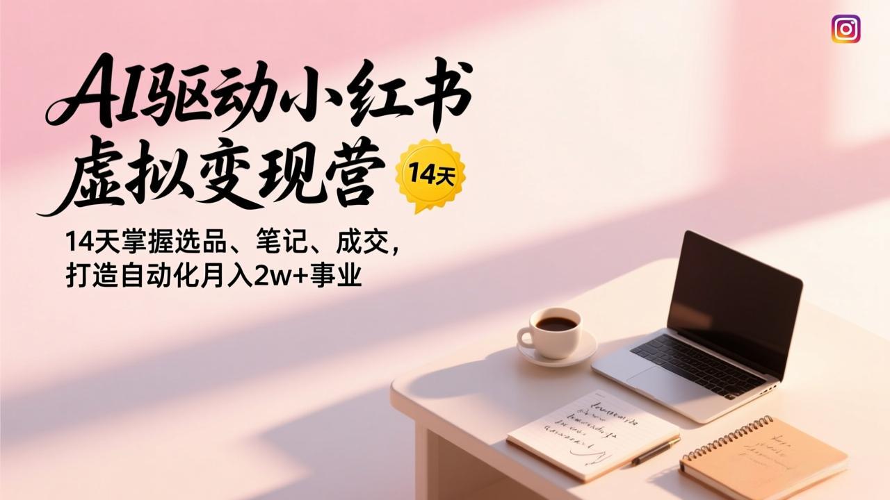 AI驱动小红书虚拟变现营，14天掌握选品、笔记、成交，打造自动化月入2w+事业-精品虚拟资源库