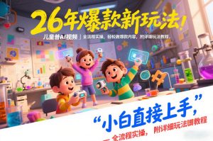26年爆款新玩法，儿童科普AI视频，全流程实操，轻松做爆款内容，小白直接上手，附详细玩法教程-精品虚拟资源库