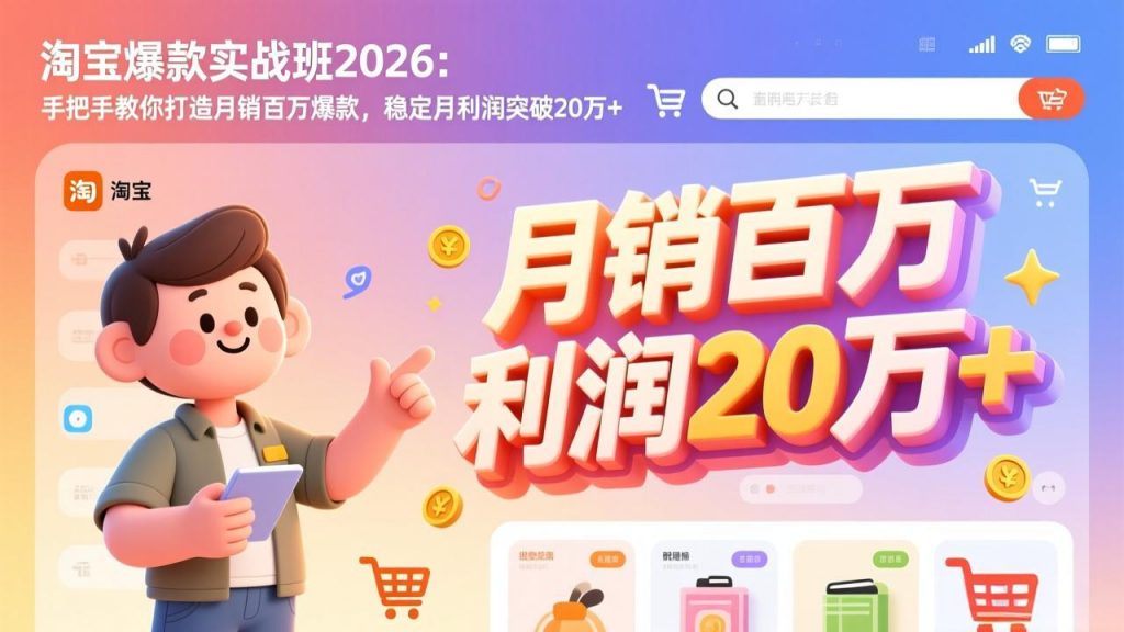 淘宝爆款实战班2026：手把手教你打造月销百万爆款，稳定月利润突破20万+-精品虚拟资源库