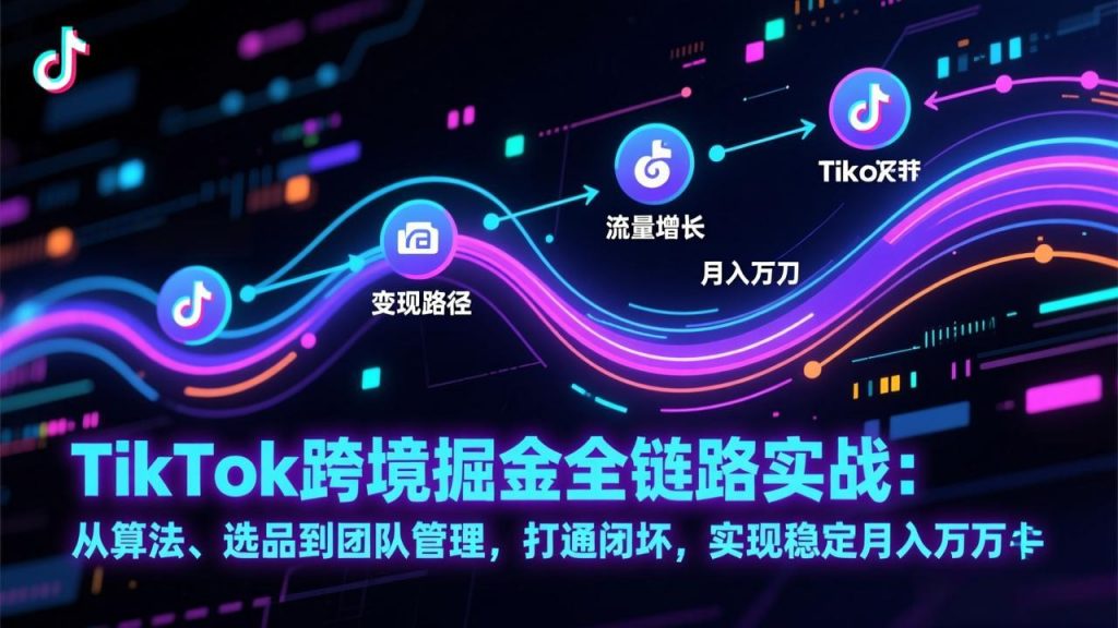 TikTok跨境掘金全链路实战:从算法、选品到团队管理,打通闭环,实现稳定月入万刀-精品虚拟资源库