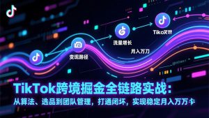 TikTok跨境掘金全链路实战:从算法、选品到团队管理,打通闭环,实现稳定月入万刀-精品虚拟资源库