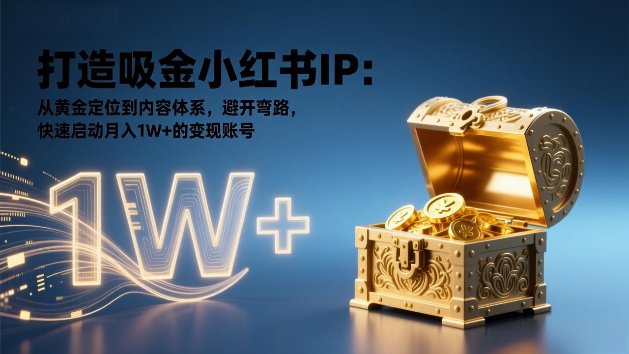 打造吸金小红书IP：从黄金定位到内容体系，避开弯路，快速启动月入1W+的变现账号-精品虚拟资源库