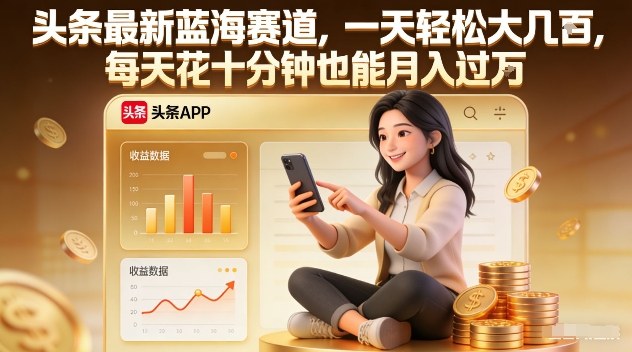 头条最新蓝海赛道,一天轻松大几张,每天花十分钟也能月入过1W【揭秘】-精品虚拟资源库