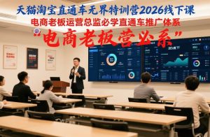 天猫淘宝直通车无界特训营2026线下课,电商老板运营总监必学直通车推广体系-精品虚拟资源库