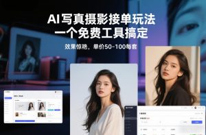 AI写真摄影接单玩法，一个免费工具搞定，效果惊艳，单价50-100每套-精品虚拟资源库