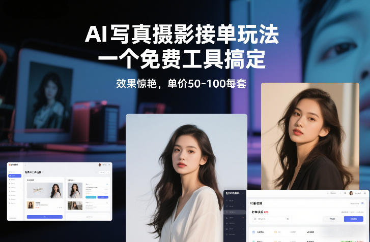 AI写真摄影接单玩法,一个免费工具搞定,效果惊艳,单价50-100每套-精品虚拟资源库