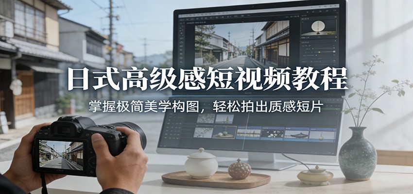 日式高级感短视频教程：掌握极简美学构图，轻松拍出质感短片-精品虚拟资源库