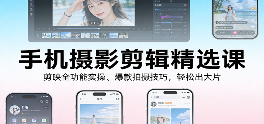 手机摄影剪辑精选课：剪映全功能实操、爆款拍摄技巧，轻松出大片-精品虚拟资源库
