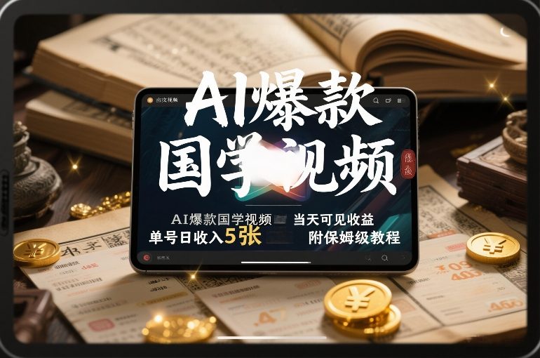 AI爆款国学视频，独家起号方法，小白直接上手，当天可见收益，单号日收入5张+附保姆级教程-精品虚拟资源库