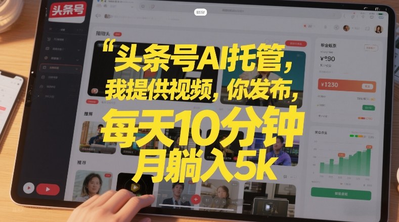 头条号AI托管,我提供视频,你发布,每天10分钟,月躺入5k+【揭秘】-精品虚拟资源库