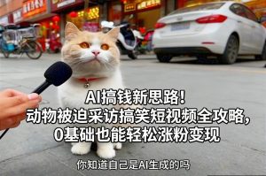 AI搞钱新思路！动物被迫采访搞笑短视频全攻略，0基础也能轻松涨粉变现-精品虚拟资源库