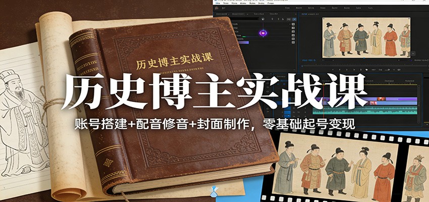历史博主实战课:账号搭建+配音修音+封面制作,零基础起号变现-精品虚拟资源库