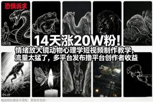 14天涨20W粉!情绪放大镜动物心理学短视频制作教学,流量太猛了,多平台发布撸平台创作者收益-精品虚拟资源库