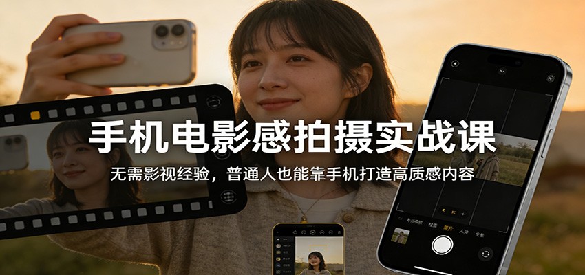 手机电影感拍摄实战课：无需影视经验，普通人也能靠手机打造高质感内容-精品虚拟资源库