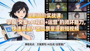 漫剧高阶实战课：掌握“文案+AI视频+运营”的闭环能力，快速批量产出高质量漫剧短视频-精品虚拟资源库